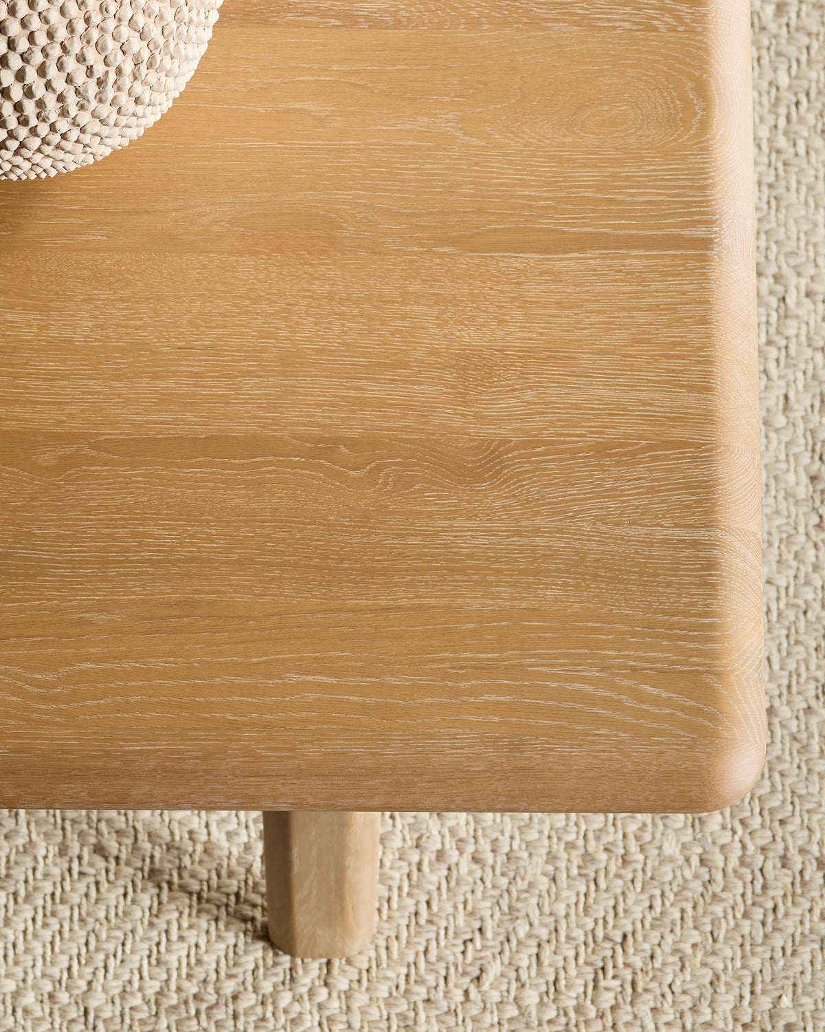 Solid Wood Dining Table with Rounded Legs - One Size / Natural Oak