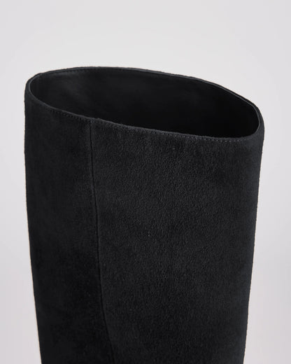 Italian Suede Block Heel Boots - 5 / Espresso Brown