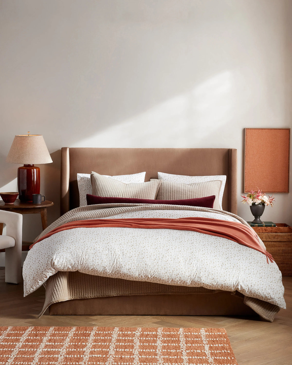 Organic Crisp Percale Floral Duvet Cover Set - Twin / Toffee Florette
