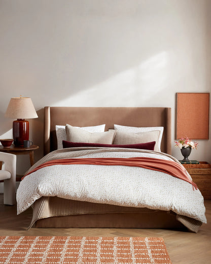 Organic Crisp Percale Floral Duvet Cover Set - Twin / Toffee Florette