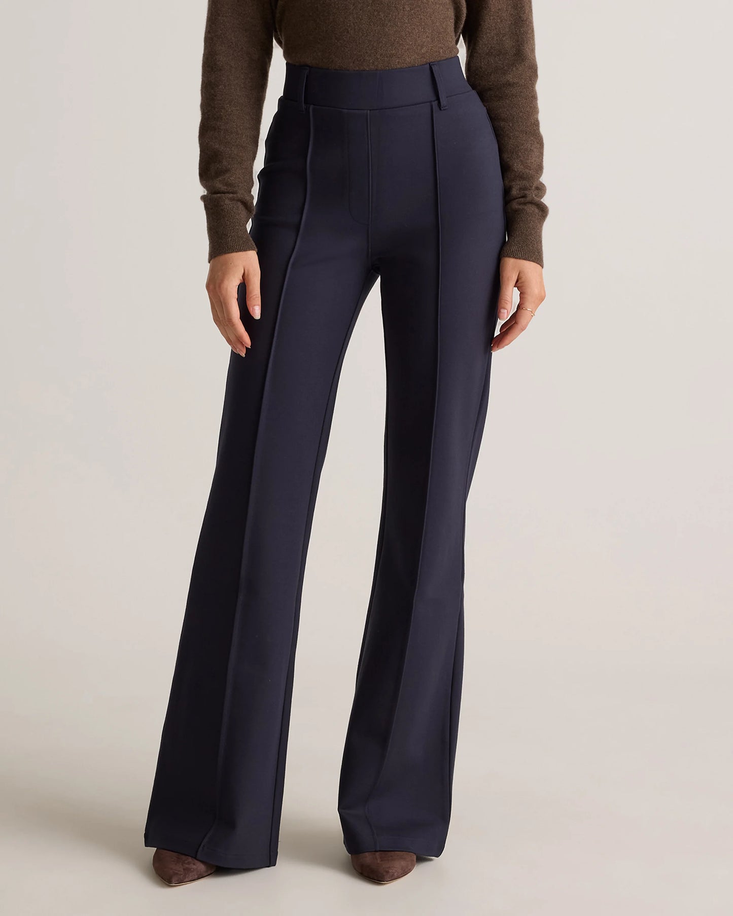Ultra-Stretch Ponte Flare Leg Pants - XS / Espresso