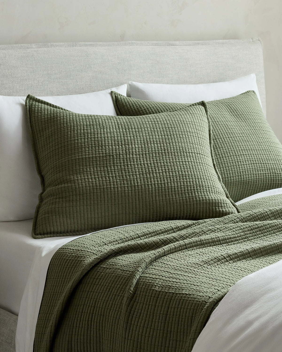 Organic Ribbed Cotton Coverlet Set - Twin / Toffee