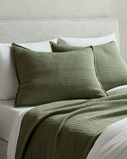 Organic Ribbed Cotton Coverlet Set - Twin / Toffee