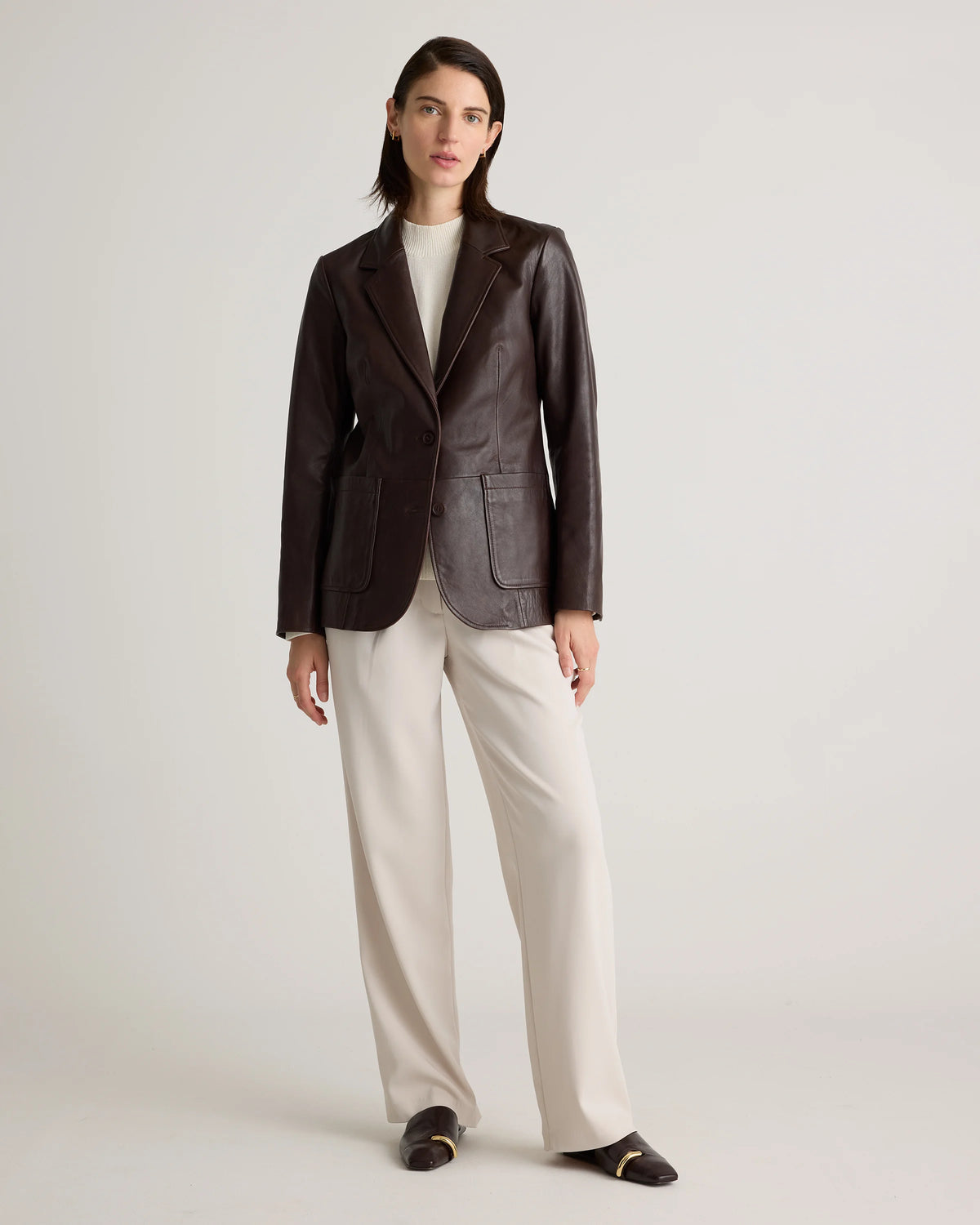 100% Leather Blazer - XS / Rich Brown