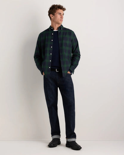 100% Organic Cotton Brushed Flannel Shirt - S / Red/Navy