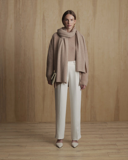 Mongolian Cashmere Oversized Boyfriend Cardigan Sweater - XS / Brown