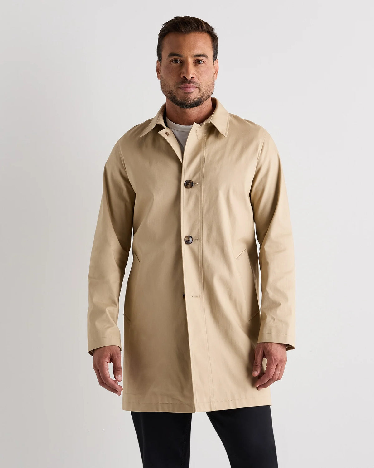 Comfort Stretch Trench Coat - S / Midnight Black