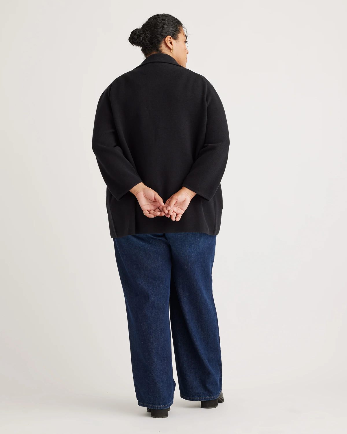 100% Organic Cotton Knit Blazer - 1X / Navy