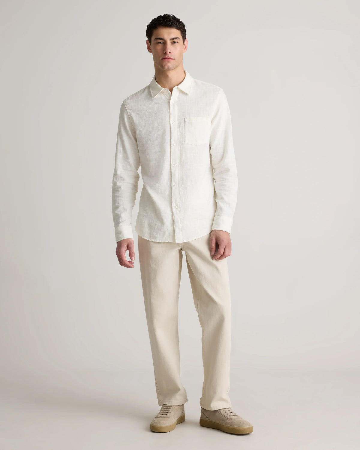 Organic Cotton Stretch Selvage Shirt - S / Mini Blue Stripe