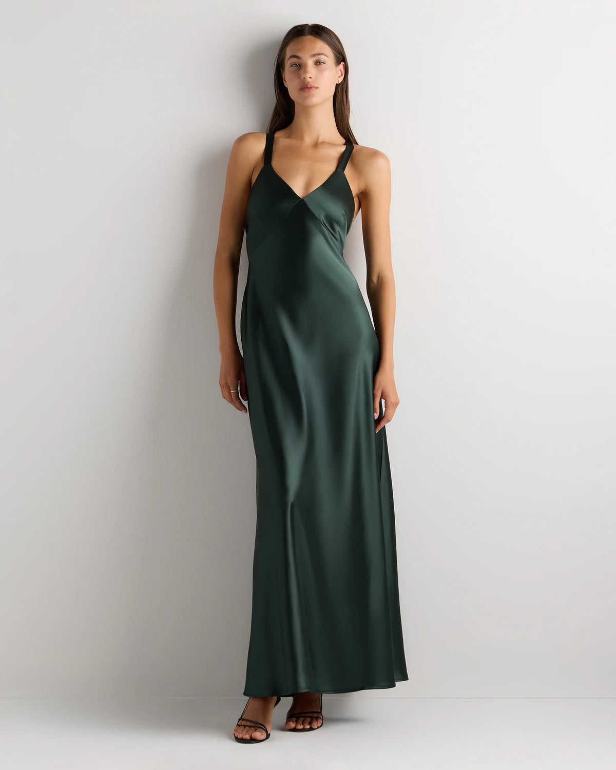 Bianca Stretch Satin Dress - 0 / Garden Sage Green