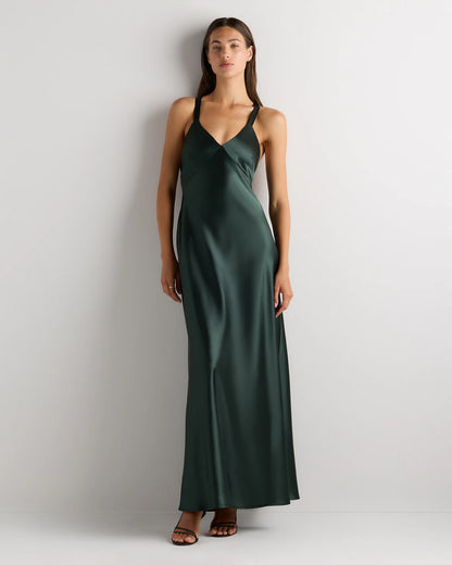 Bianca Stretch Satin Dress - 0 / Garden Sage Green