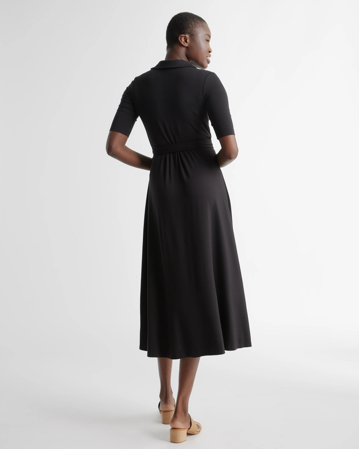 Tencel Jersey Midi Wrap Dress - XS / Brown