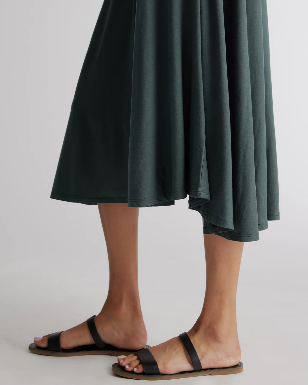 Tencel Jersey Fit & Flare Dress - XS / Dark Olive