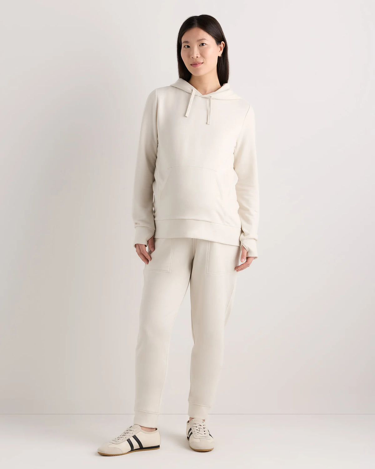 SuperSoft Fleece Maternity & Nursing Hoodie - XS / Off-White