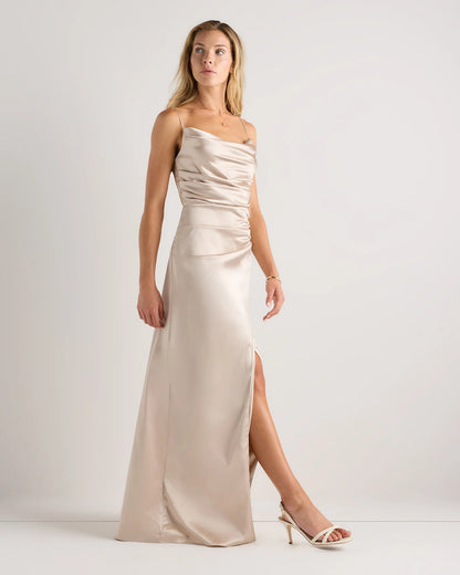 Juliette Stretch Satin Dress - 0 / Garden Sage Green