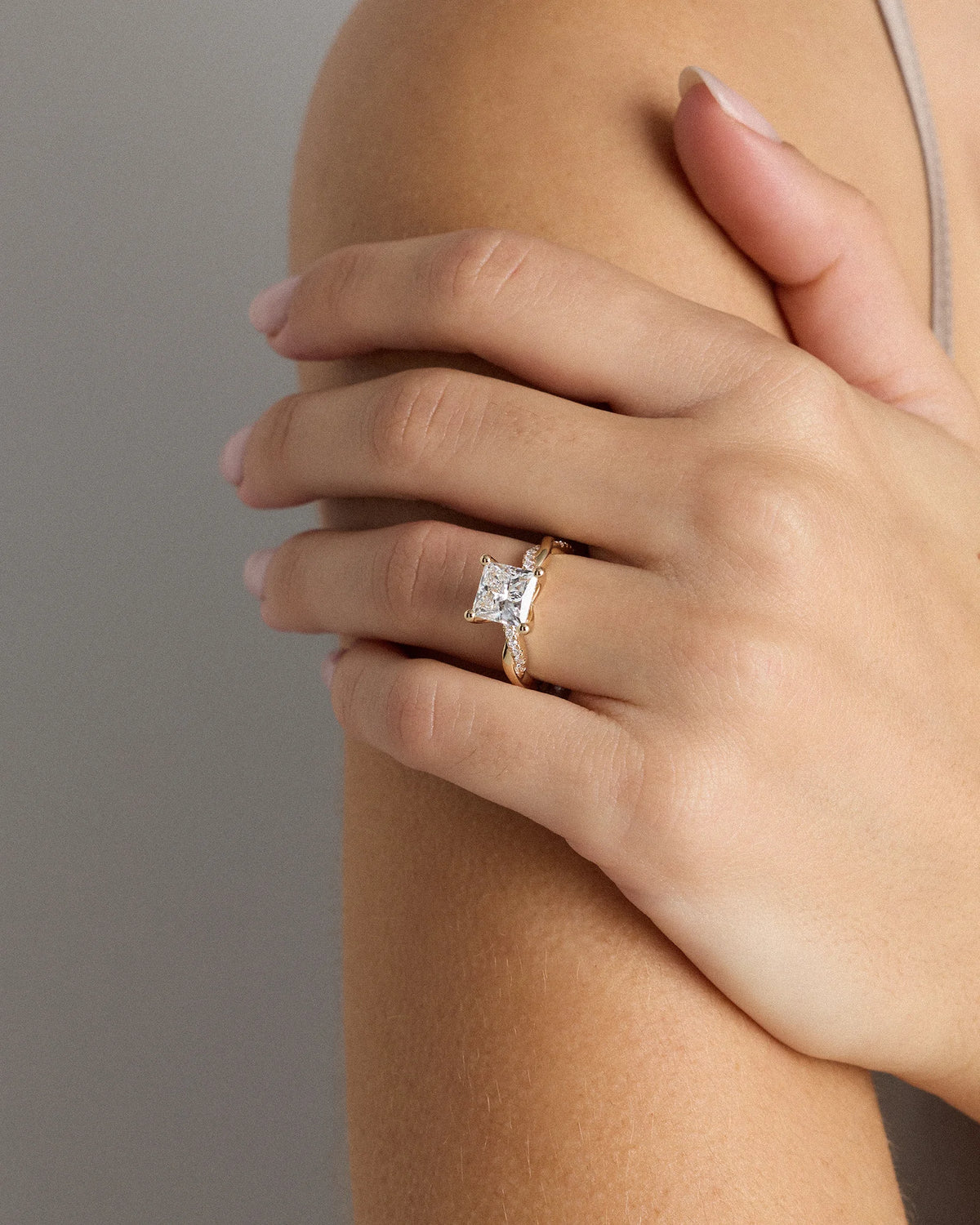Lab Grown Diamond Princess Twisted Engagement Ring - 2.5ct - 4 / Yellow Gold