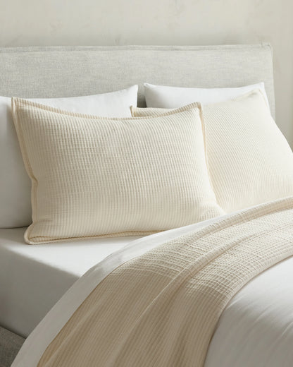 Organic Ribbed Cotton Shams - Standard / Toffee