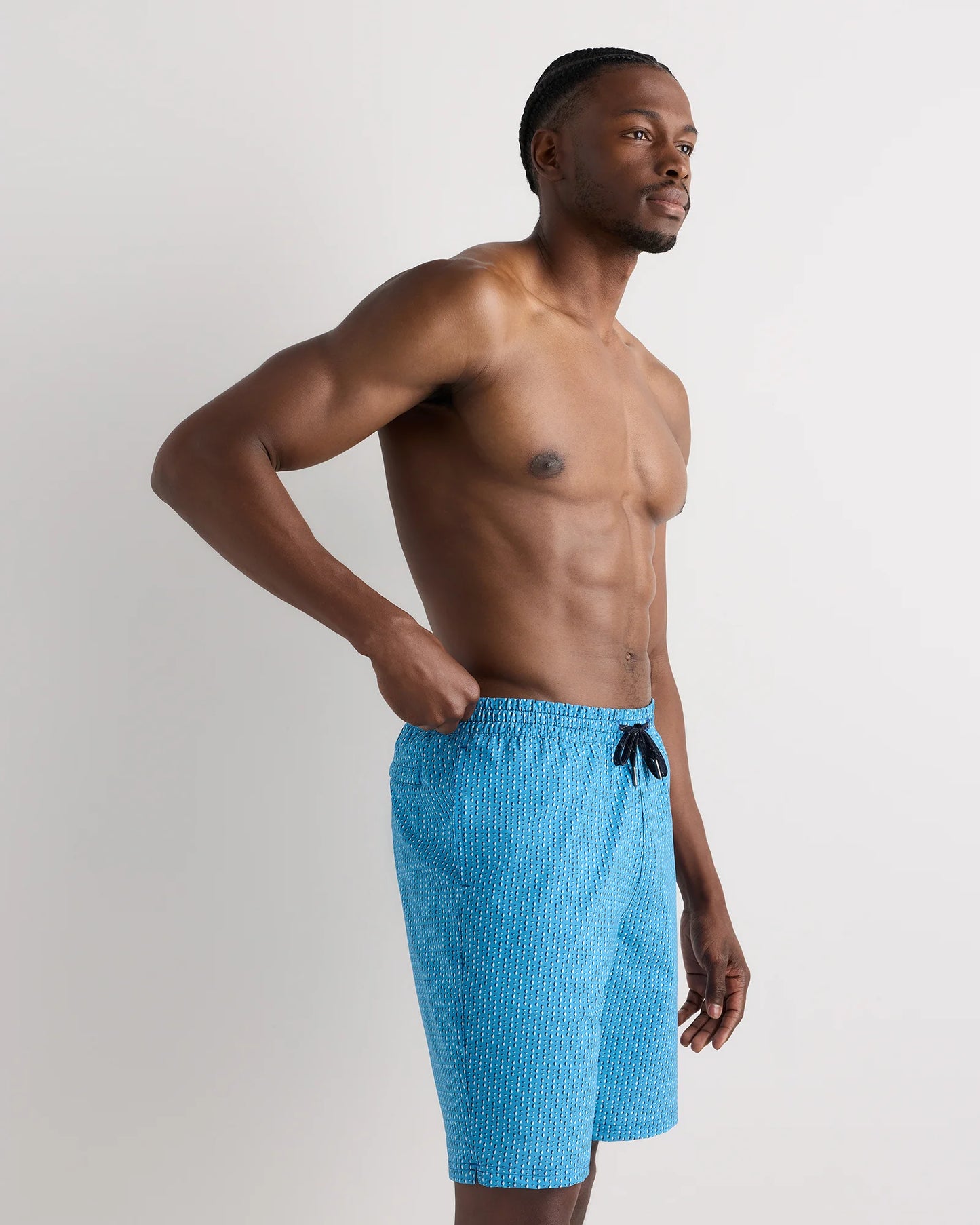 Italian Swim Trunks - 9" - S / Navy Palms