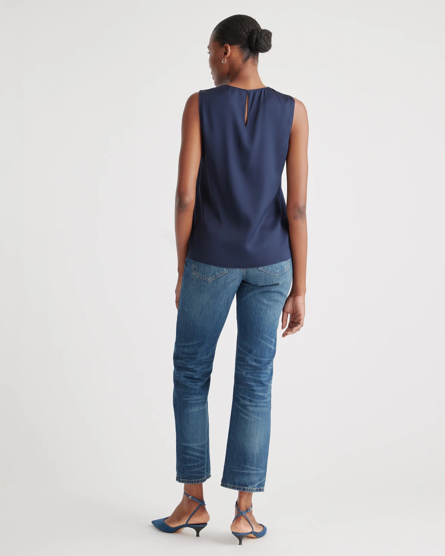 Washable Stretch Silk Shell Tank - XS / Forest Green