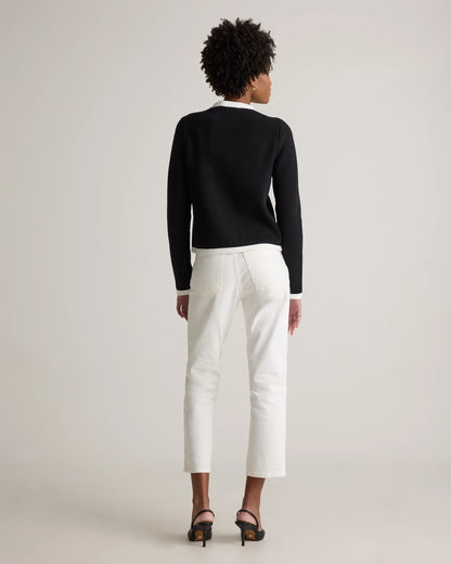 100% Organic Cotton Sweater Jacket - XS / Black/Ivory Colorblock