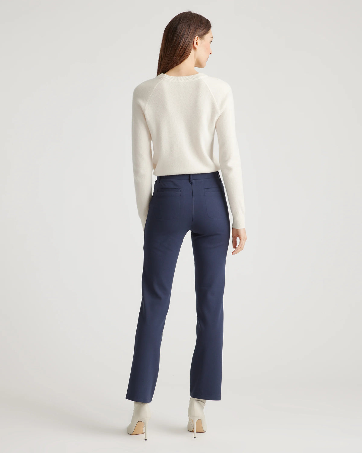 Ultra-Stretch Ponte Straight Leg 4-Pocket Pants - XS / Navy