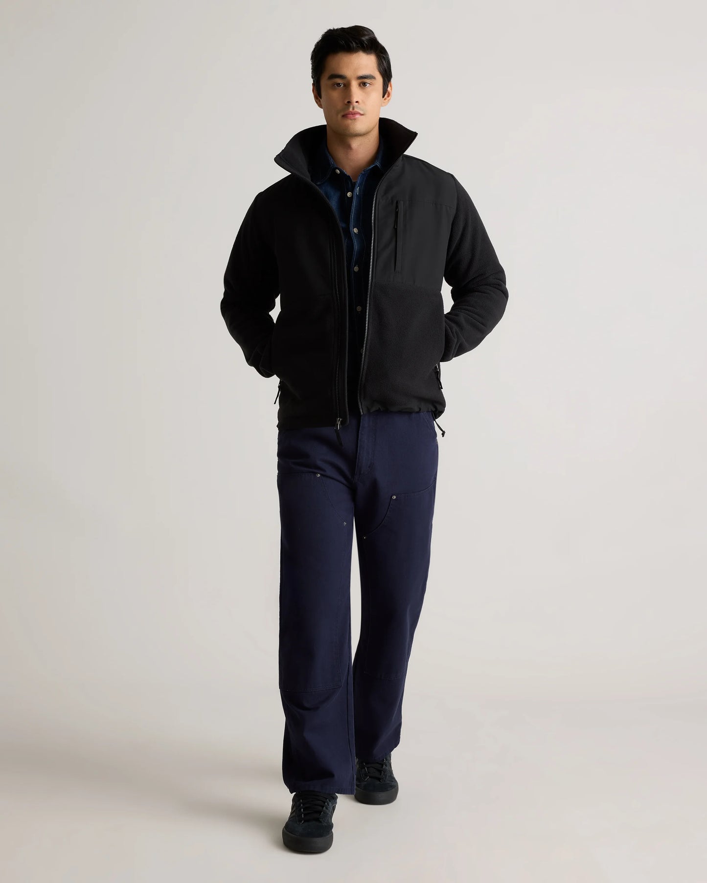 Polar Fleece Full-Zip Jacket - S / Gravel/Bold Black