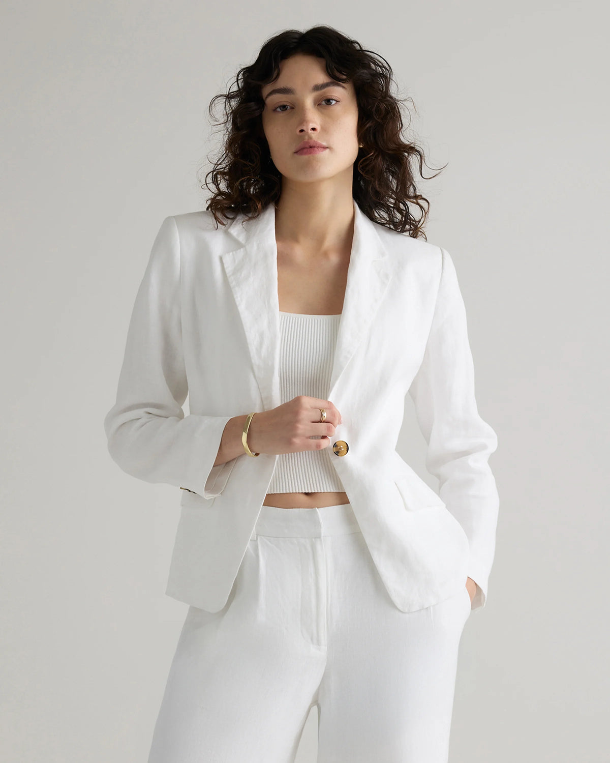 100% European Linen Structured Blazer - XS / French Blue