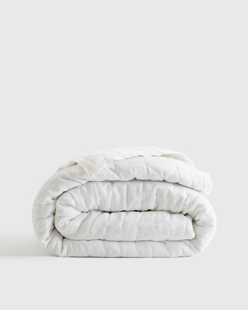 European Linen Dream Quilt - Twin / White