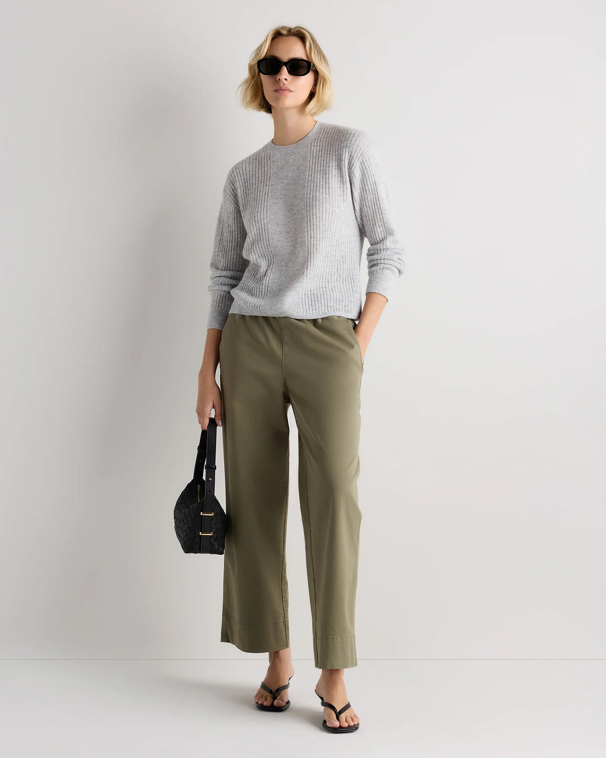 Lightweight Baby Alpaca Ribbed Crewneck - XS / Smoked Charcoal
