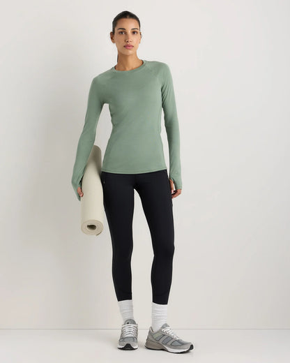 100% Merino Wool Cold Weather Base Layer Crew - XS / Sea Spray Green