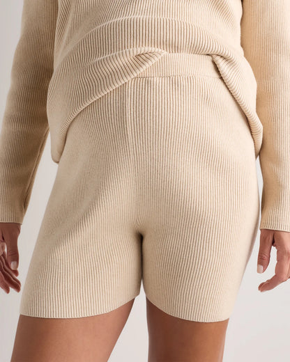 Cotton Cashmere Maternity Knit Shorts - XS / Mocha Heather