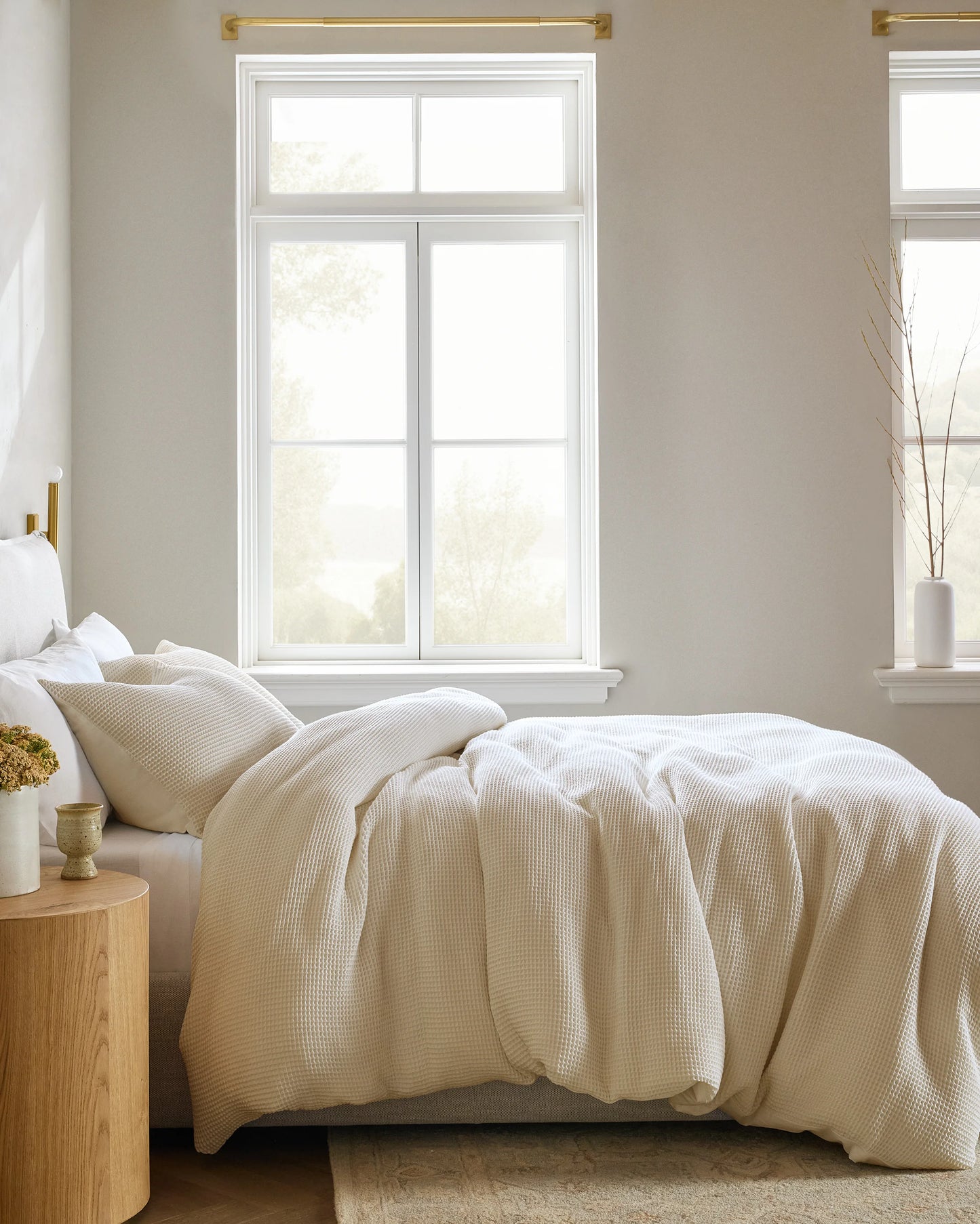Organic Waffle Duvet Cover - Twin / White