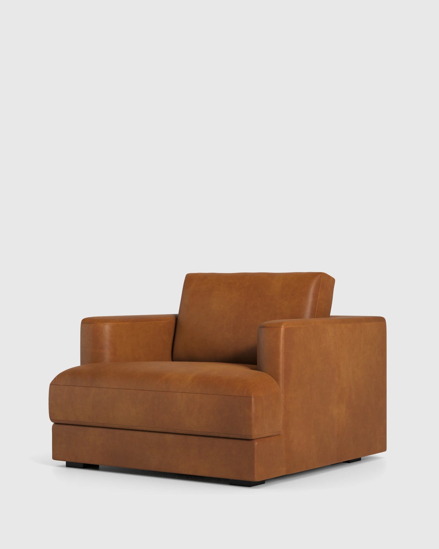 Sierra Curved Arm Accent Chair in Leather - One Size / Scotch