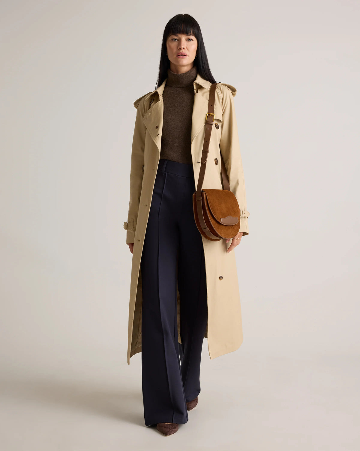 Italian Suede Saddle Bag - One Size / Pebble