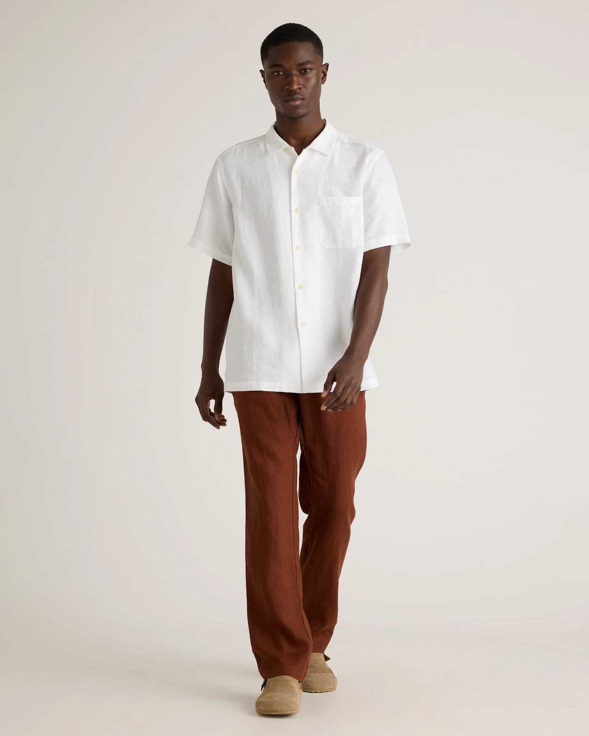 100% European Linen Camp Shirt - XS / Sky Blue Mariner Stripe
