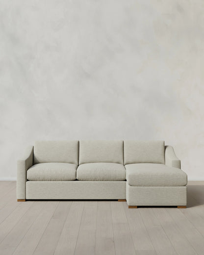 Hollis Slope Arm Chaise Sectional in Performance Basketweave - 104" Right Arm / Flax