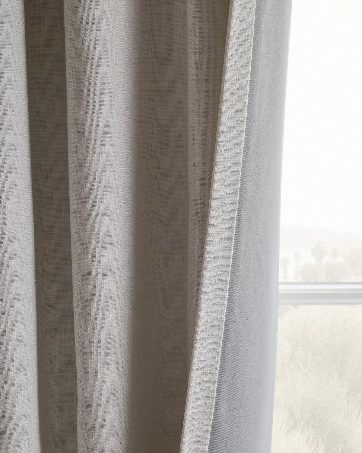 Textured Cotton True Blackout Curtain - 48x84 / White