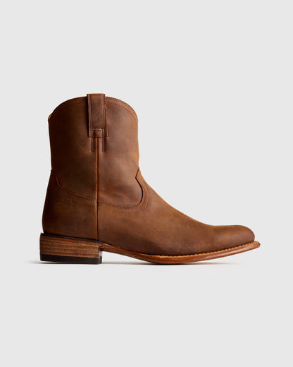 Crafted Leather Western Zip Boot - 7 / Dark Chocolate