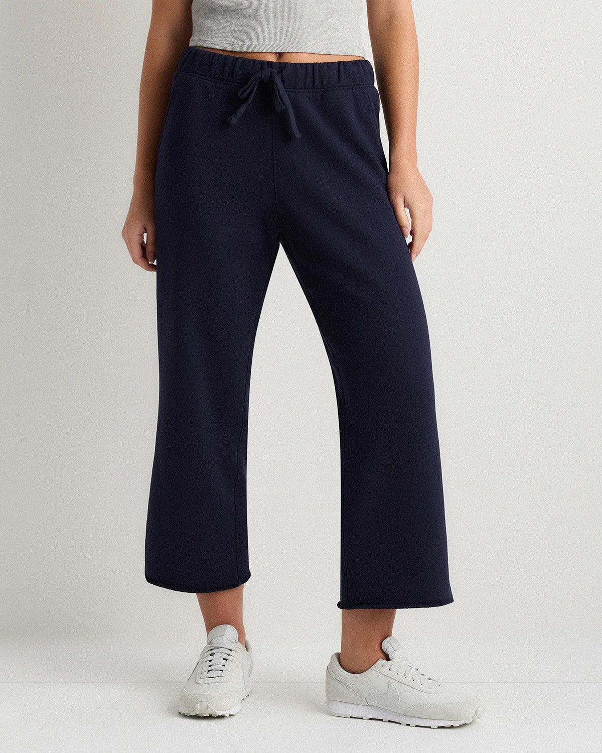 Organic French Terry Cropped Wide Leg Pants - XS / Ruby Red