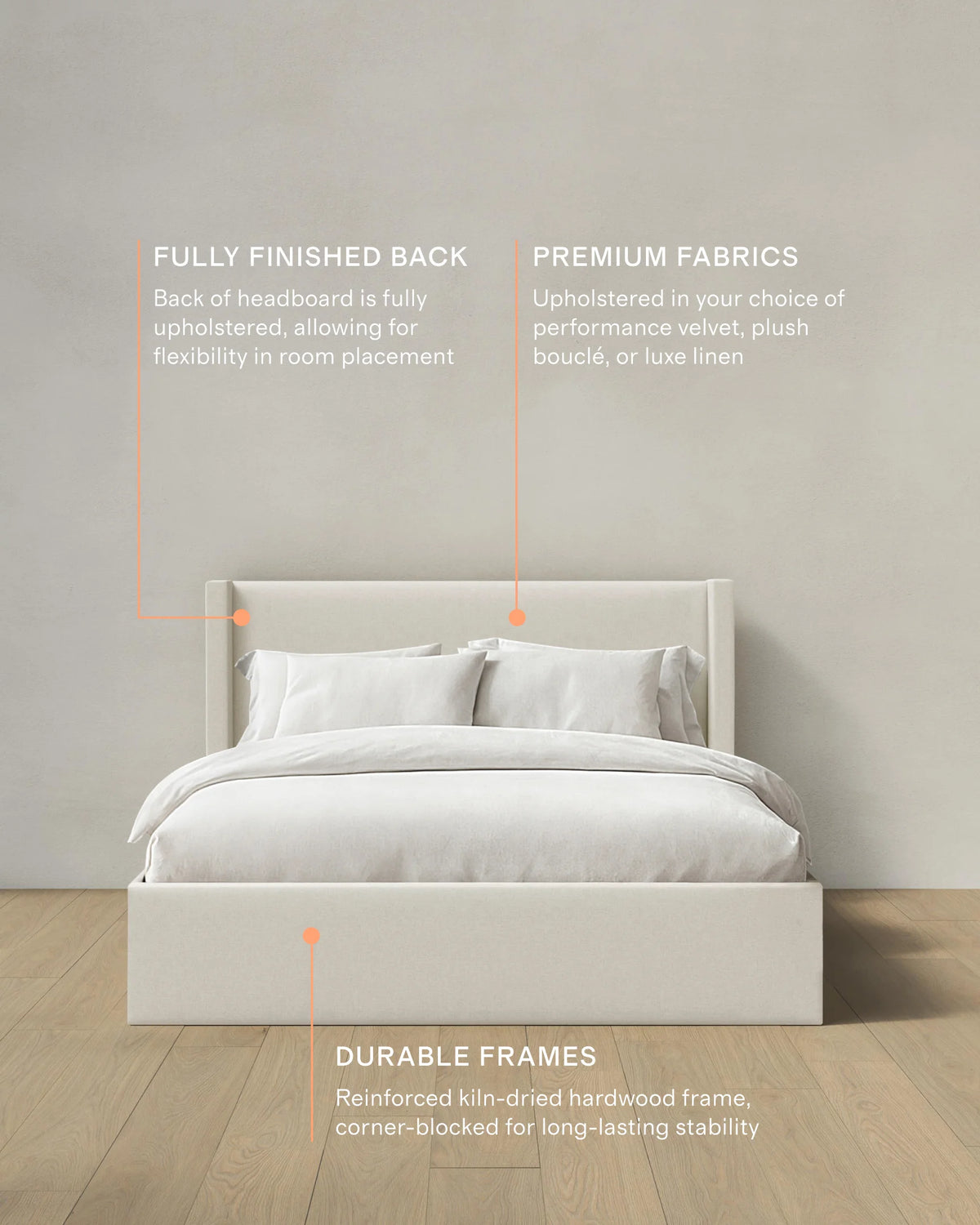 Wingback Bed in Performance Linen Blend - Full / Ivory