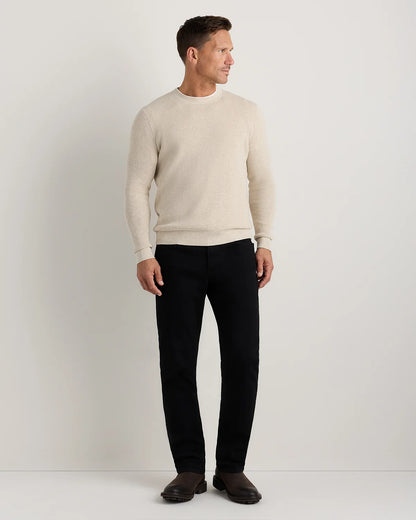 Organic Cotton Cashmere Waffle Crewneck Sweater - S / Bayberry Olive