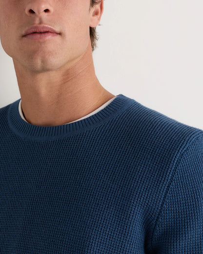 Organic Cotton Cashmere Waffle Crewneck Sweater - S / Bayberry Olive