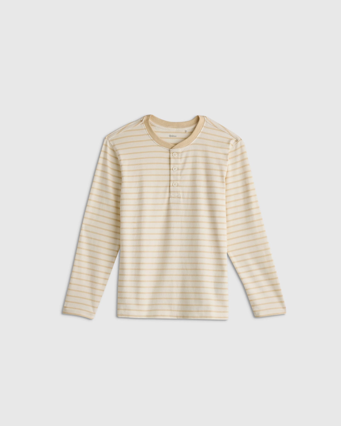 100% Organic Cotton Long Sleeve Henley Tee - 2T / Oatmeal Stripe