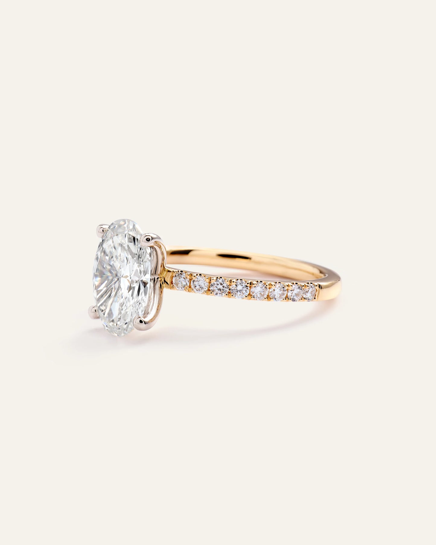 Lab Grown Diamond Oval Petite Pave Engagement Ring - 2ct - 4 / Yellow Gold