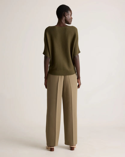 Lightweight Cotton Cashmere Link-Stitch Dolman Sweater - XS / Sugar Stone