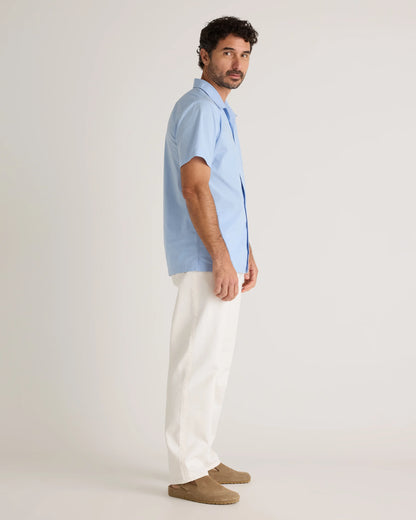 Organic Cotton Stretch Poplin Camp Shirt - S / White