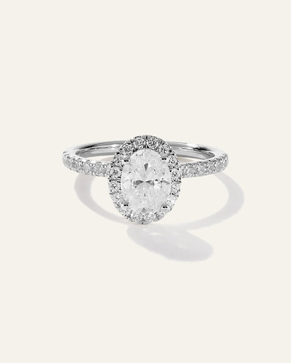 Lab Grown Diamond Oval Halo Pave Engagement Ring - 1ct - 4 / Yellow Gold
