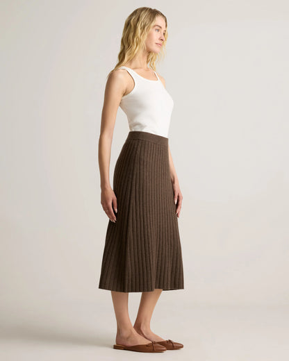 Mongolian Cashmere Midi Skirt - XS / Brown