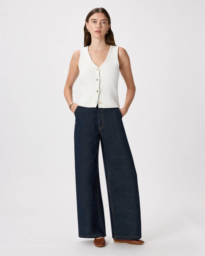 100% Organic Cotton V-Neck Sweater Vest - XS / Ivory