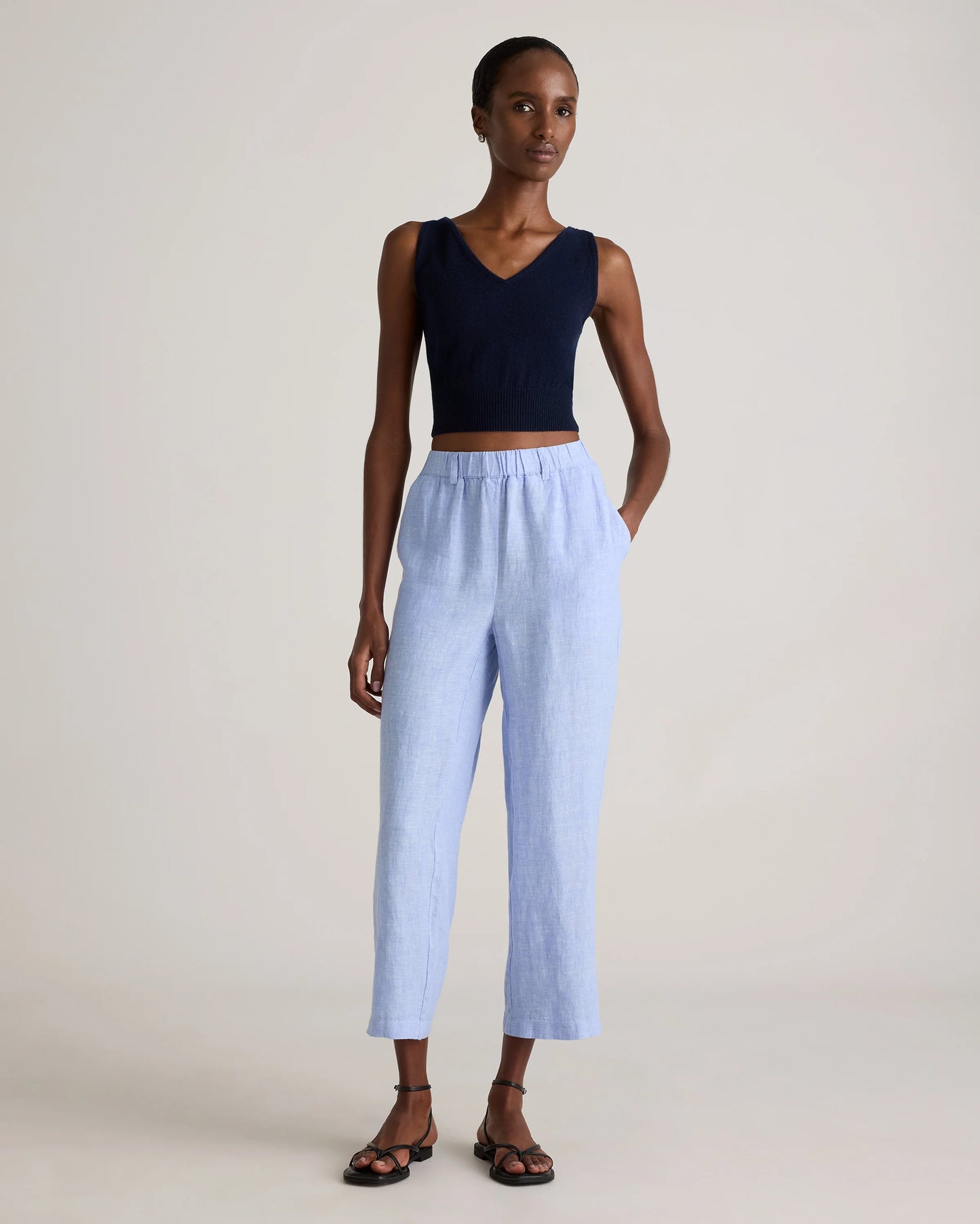 100% European Linen Pants - XS / White